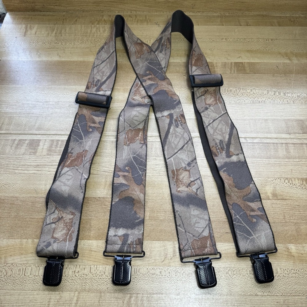 Vintage Realtree Advantage Camo Stretch Adjustable Suspenders Clamp Fasteners‎